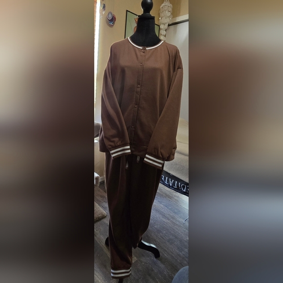 Muk Luks Pants - Muk Luks 1x Brown Women's Jog Suit (F)